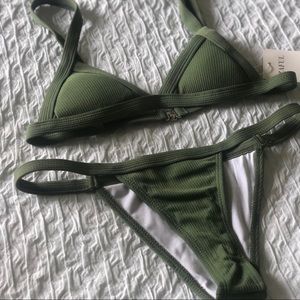 NWT Zaful Green Ribbed Bikini